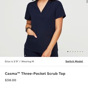 Figs Casma 3 poscket scrub top xs, navy
